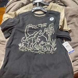 Garanimals Black Short Sleeve Tee with Dinosaur Graphic- 2 pack